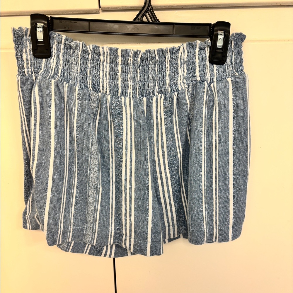 Time and Tru High Waist Blue and White Striped Shorts